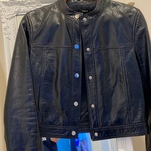 Theory Lambskin patent leather jacket